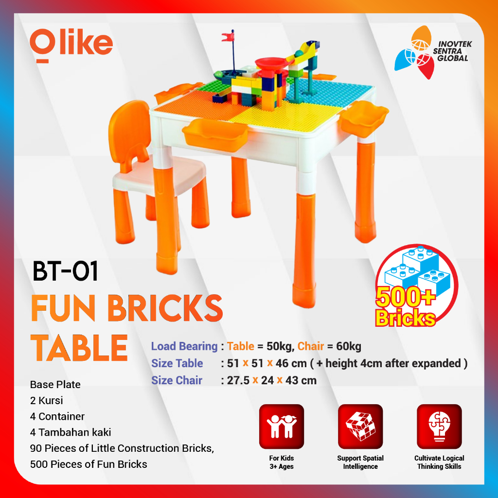 OLIKE Fun Bricks Table Edu Toys - Mainan Edukasi Anak GARANSI RESMI