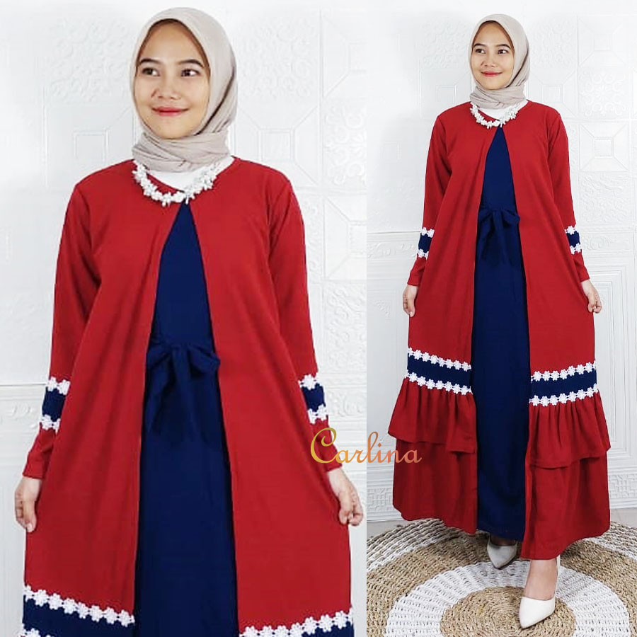 CARLINA GAMIS RENDA MAUDY MAXMARA KOMBINASI DUA WARNA CANTIK MAXY WANITA