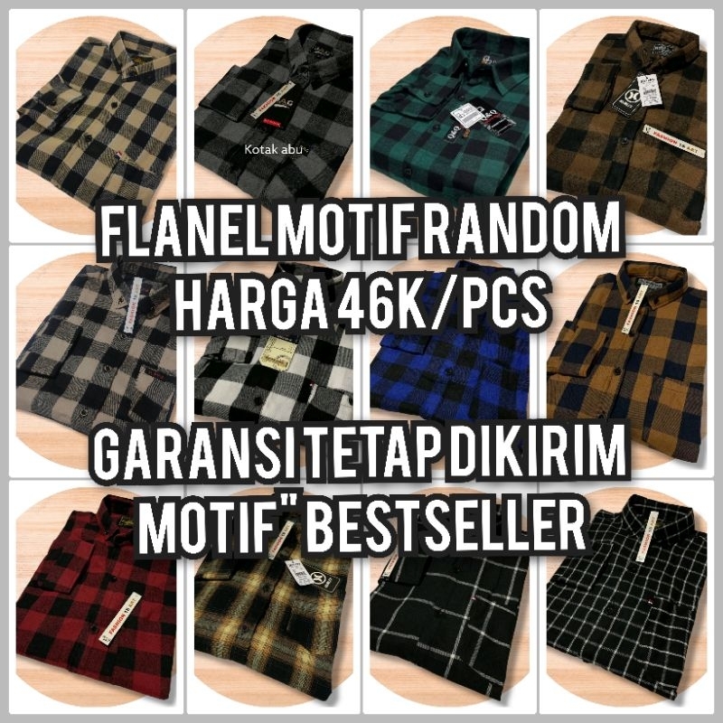 KEMEJA FLANEL MOTIF RANDOM COCOK UNTUK KULAKAN DAN THR