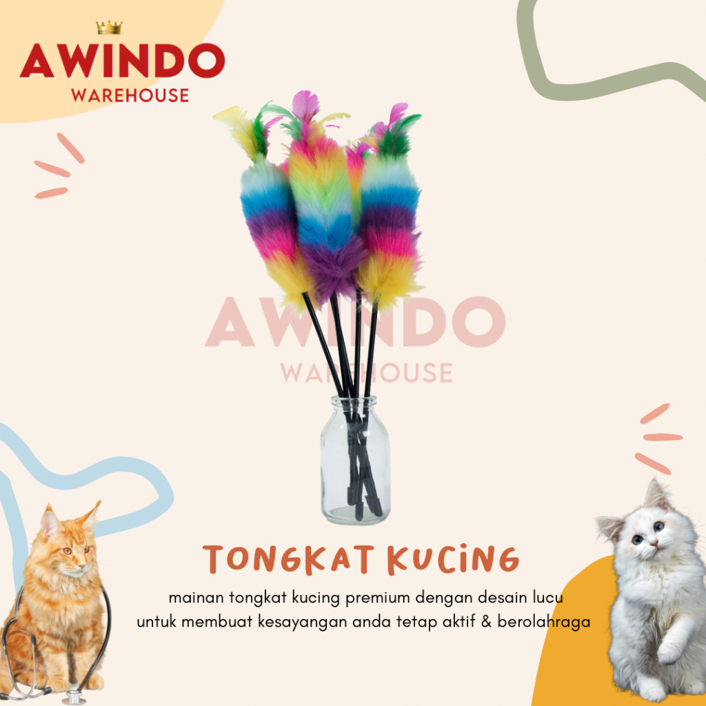 TONGKAT MAINAN KUCING MOTIF 14 KEMOCENG - Premium Mainan Tongkat Bulu Kucing Lonceng Interaktif Stick Chaser