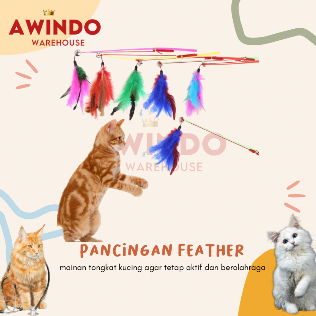 FEATHER - Mainan Pancingan Kucing Bulu Lonceng