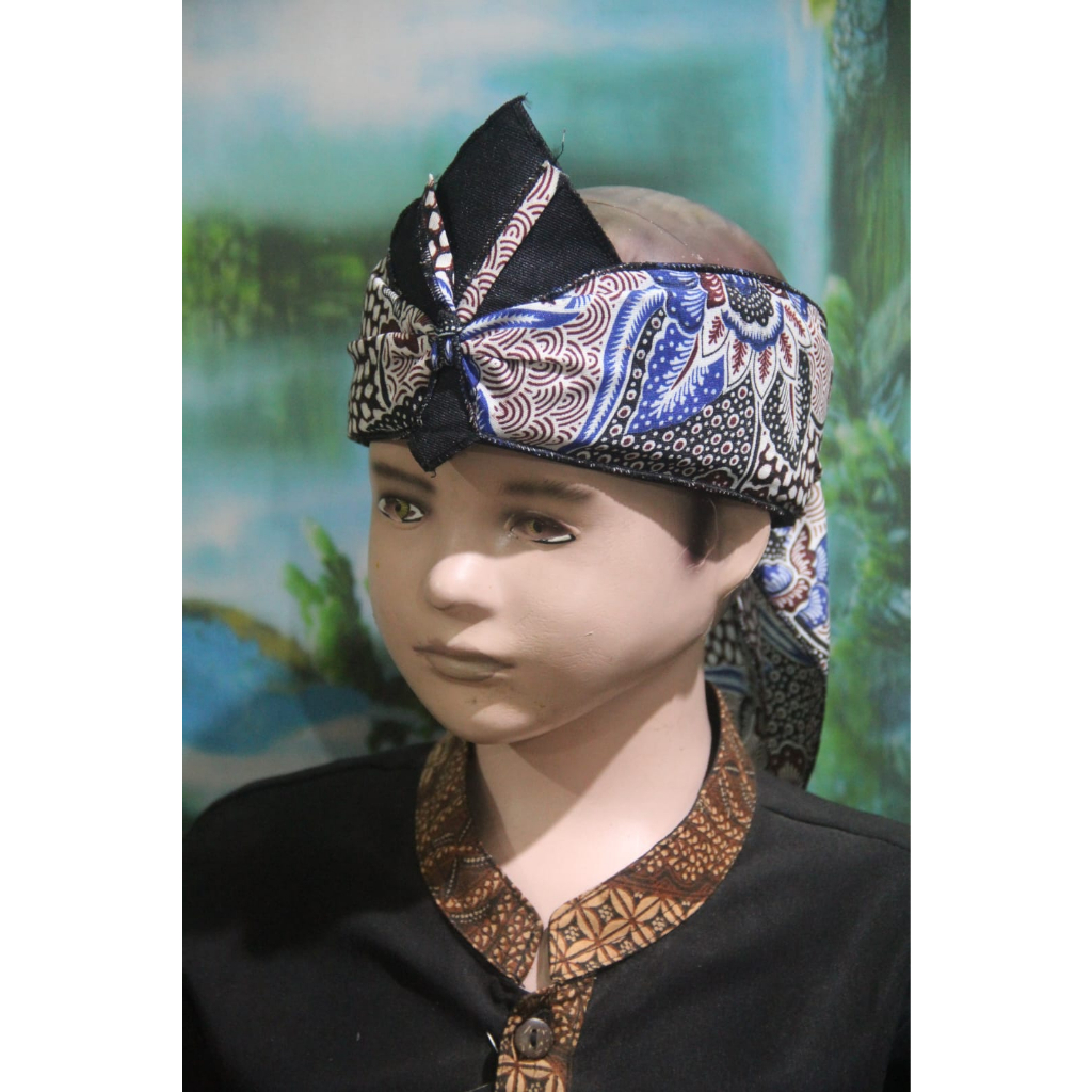 iket kepala sunda jawa blangkon tradisional anak anak batik USIA 1-10 TAHUN atas bolong (PUTIH)