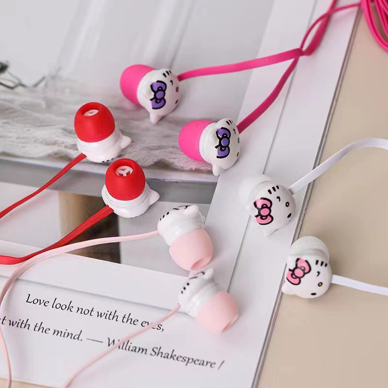 [ HKE 001 ]Set Headset Earphone karakter  Hellokitty +  Earphone Motif In Ear