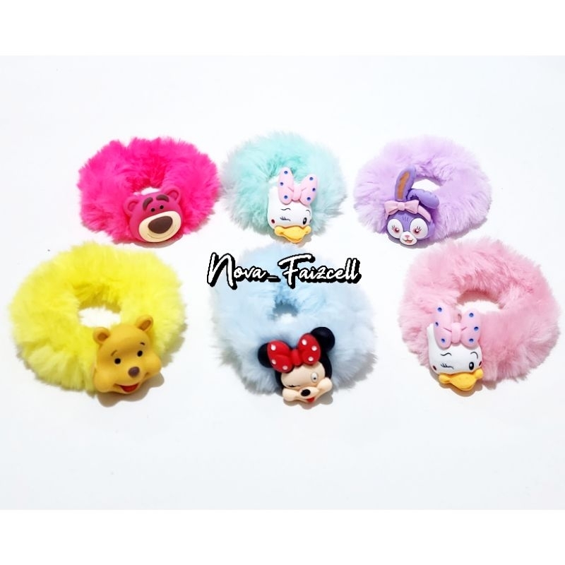 Ikat Rambut Bulu Clay Besar Premium Karet Rambut Scrunchie Korea