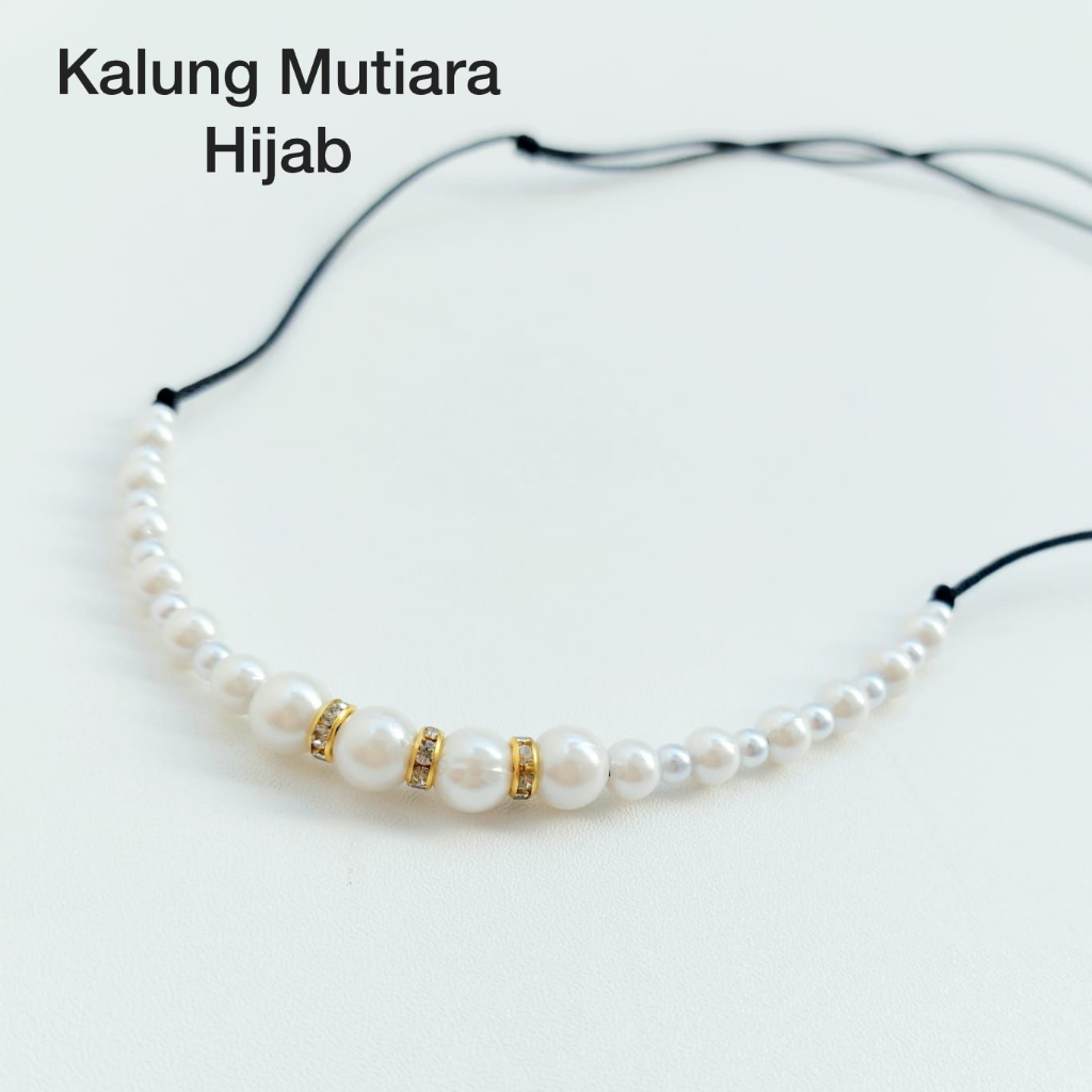 Kalung Mutiara Kristal Hijab Handmade Flower Pearl Crystal Necklace Broken White Necklace Series hijab friendly