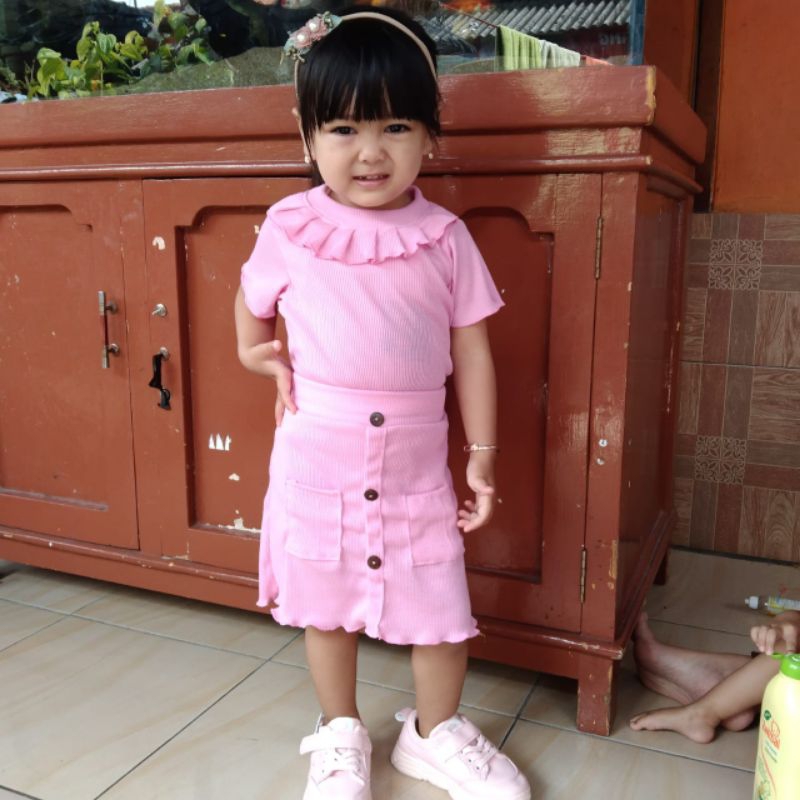 Setelan Knit Anak Perempuan YASMIN Bahan Knit Hornet 2-8 Tahun