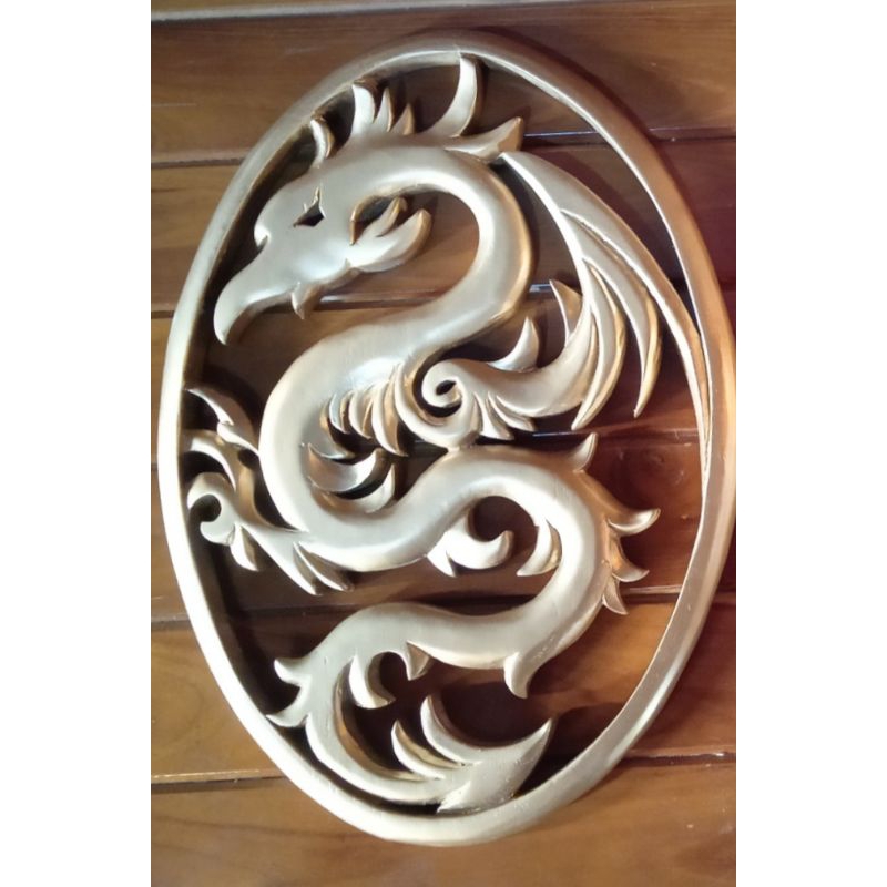 hiasan dinding ukir naga | ukiran naga | hiasan dinding motif ukiran naga