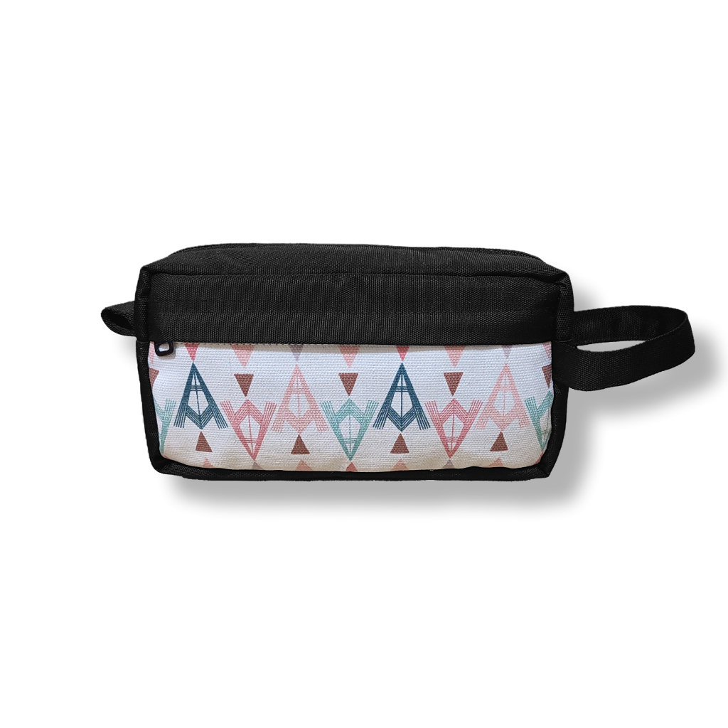 Pouch Kekinian Motif Kanvas Penutup Resleting