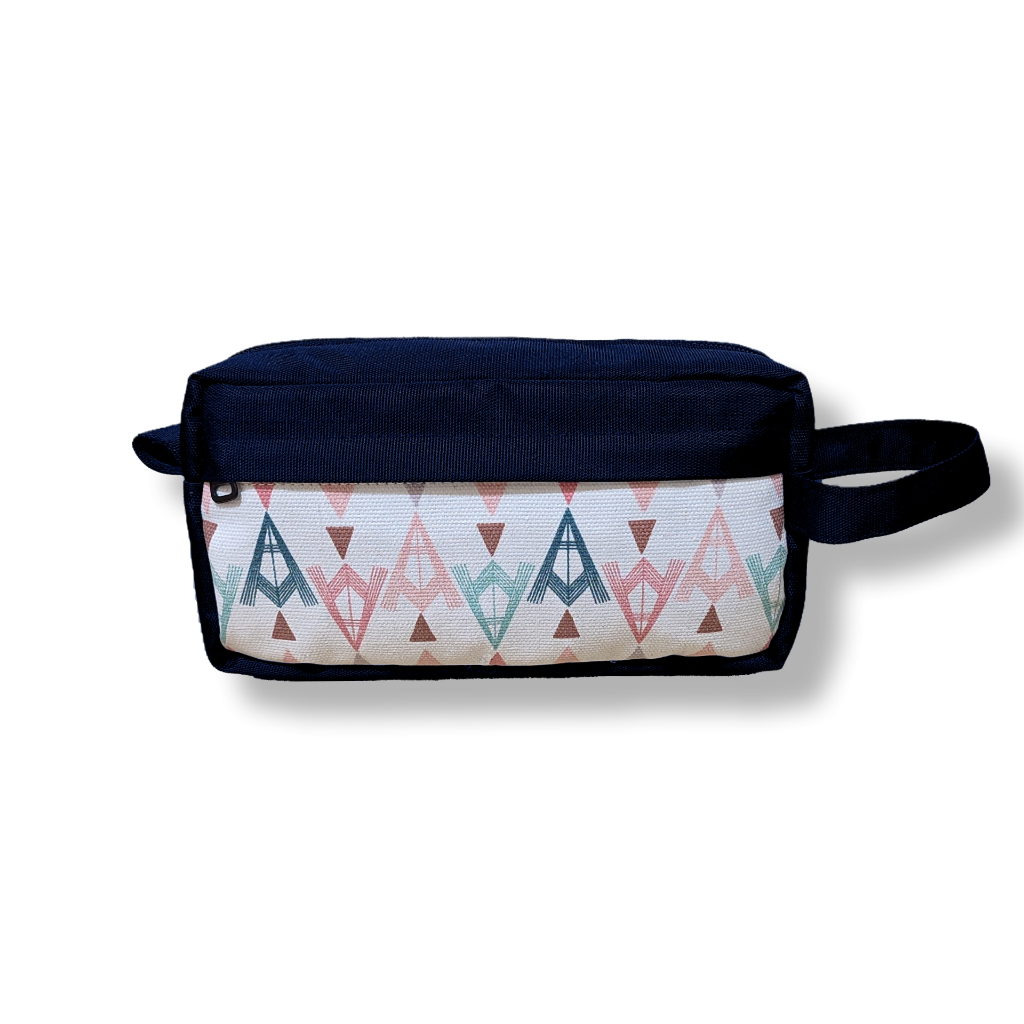 Pouch Kekinian Motif Kanvas Penutup Resleting