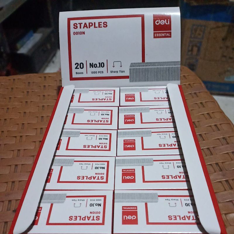 

Reffil staples no 10 deli 1 box isi 20 pack