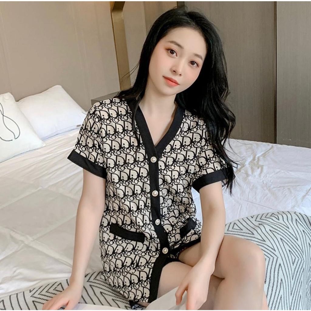 TERBARU!!! Piyama Wanita Kancing Design Pearl Celana Pendek Lengan Pendek IMPORT Best Quality / Baju Tidur / Piyama / Piyama Wanita / High Quality / Sleepwear