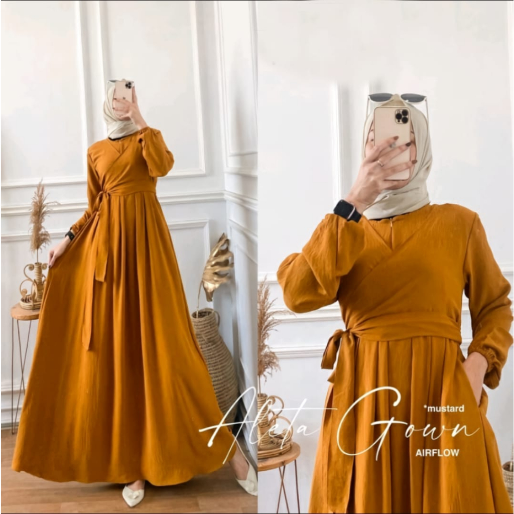 DRESS ALETA WANITA BAHAN CRINCLE AIRFLOW / GAMIS TERBARU DAN KEKINIAN