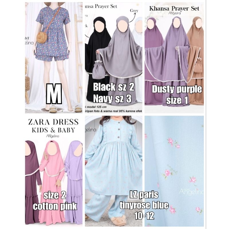 Atelier Angelina AA Pajamas Sarah Bella Little Zahra Dress khansa prayer set dewasa dusty purple kid
