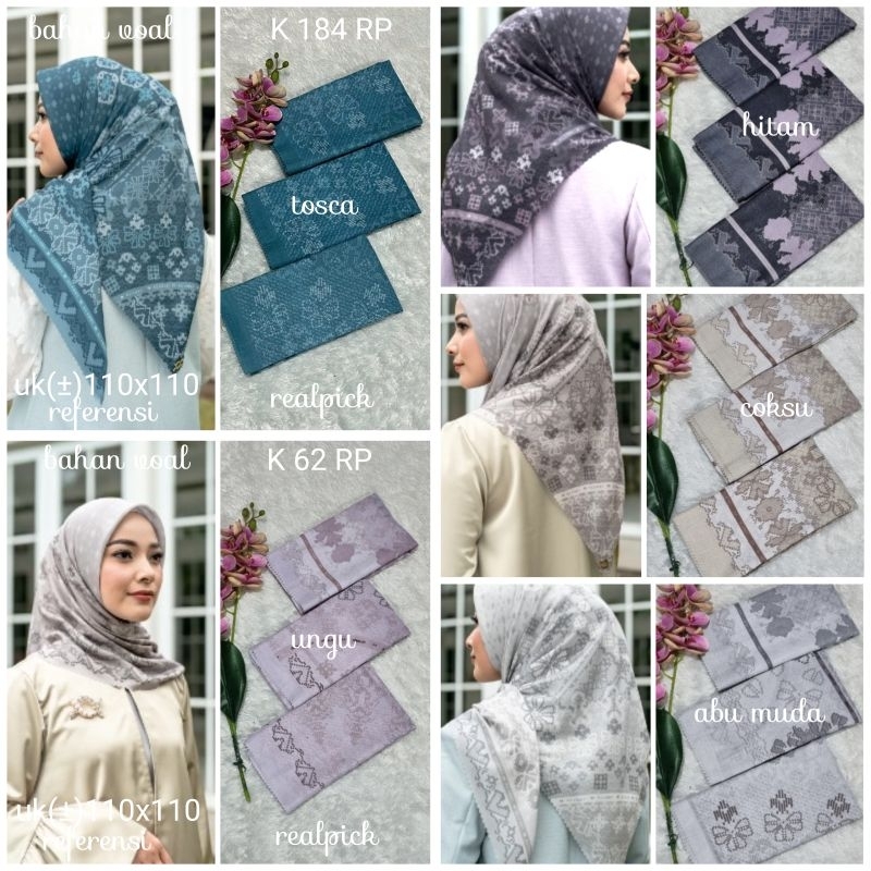 jilbab segi empat  motif voal motif lasercut denay motif voal motif premium (harga grosir partai)