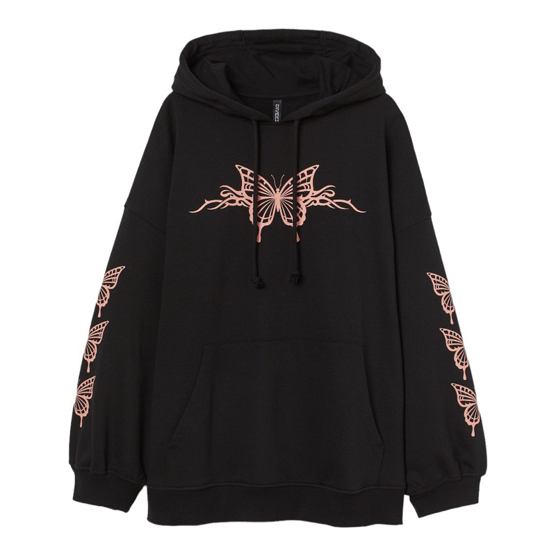 ( 8.8 ) Hoodie H&amp;M Wanita Butterfly, Flecee Katun Lembut Tebal, Free Papperbag