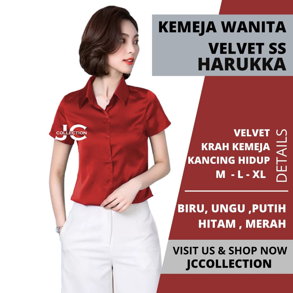 Kemeja lengan pendek wanita Gaya Korea Harukka / Atasan Woman Shirt Korean Style Kemeja -JCCollections