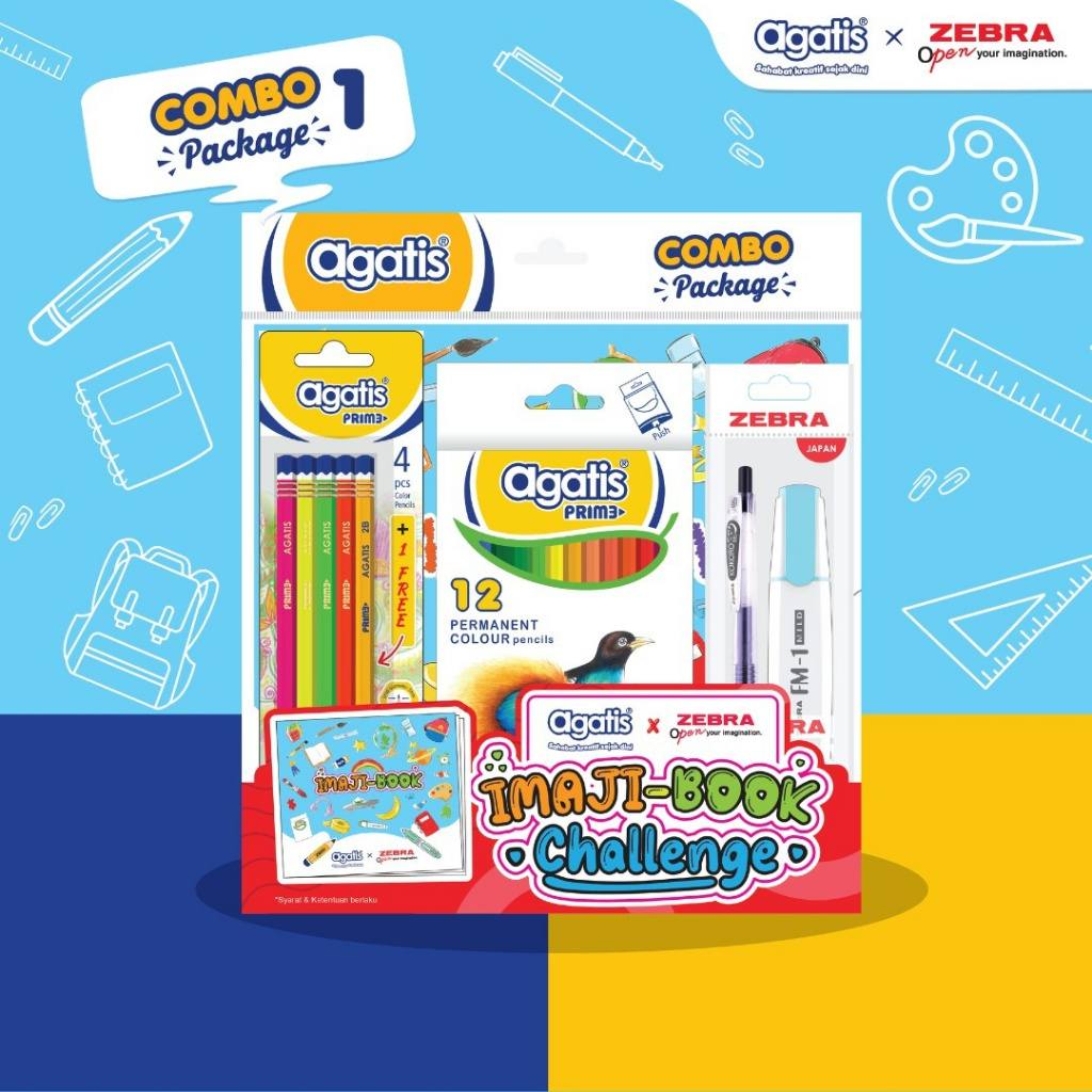 

Agatis - Paket pensil warna & Menggambar Kombo Imaji Book Agatis X Zebra