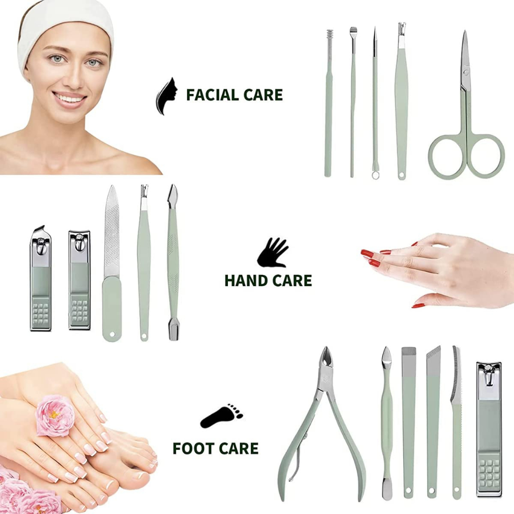 MAGEFY Gunting Kuku Set 16 in 1 Manicure Set Stainless Steel Gunting Kuku Alat Manicure Alat 1421