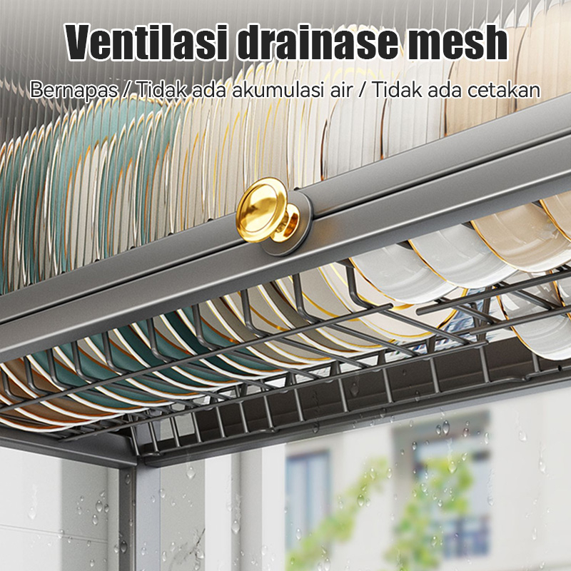 Rak Piring Wastafel Penutup Rak Dapur Wastafel Rak Cuci Piring Stainless Multi-fungsi Dengan