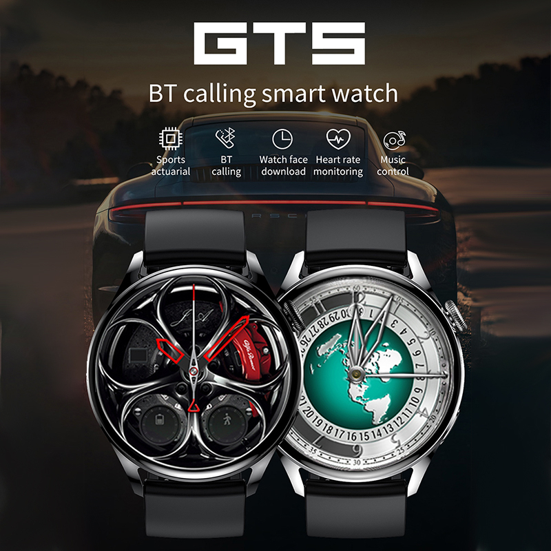 Garansi❤️GT5 Smart Watch with NFC 1.28 inches Round Screen Bluetooth Call Long Standby Watches Heart Rate Monitor Fitness Tracker