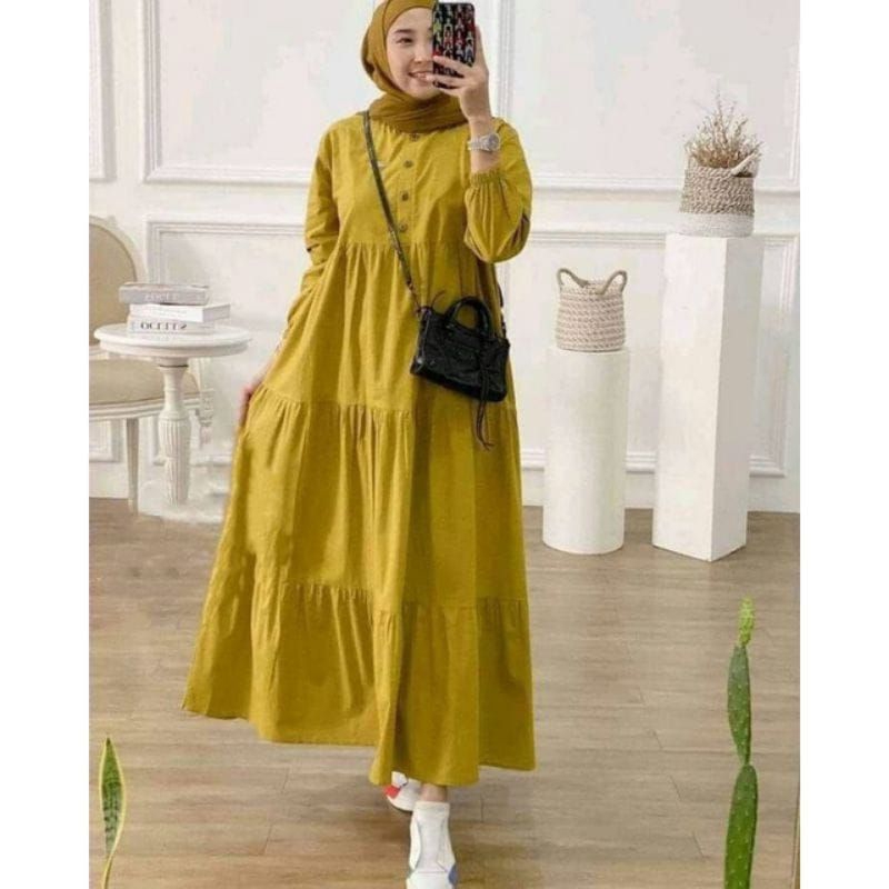 Glessa midi dress viral/Poky midi dress viral/Gamis rayon terbaru