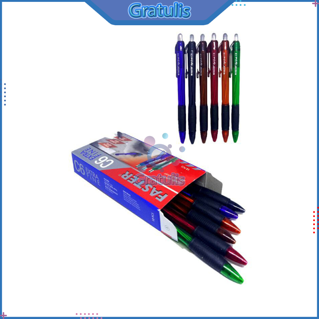 

PULPEN EXTRA FINE FASTER [C6/12 PCS] / BALLPOINT PENA PEN TINTA WARNA HITAM [1 PACK] / PENA 1 LUSIN / BULPEN 1 PACK / BALL PEN 1 BOX / BOLPEN 1 PAK