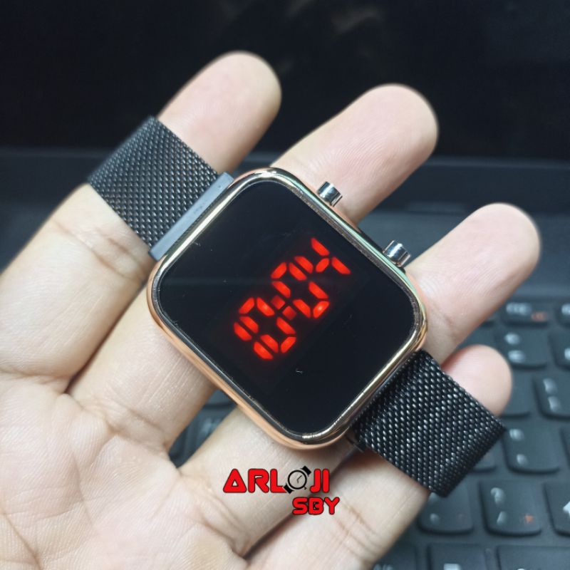 JAM TANGAN WANITA LED WATCH MESH PASIR MAGNET