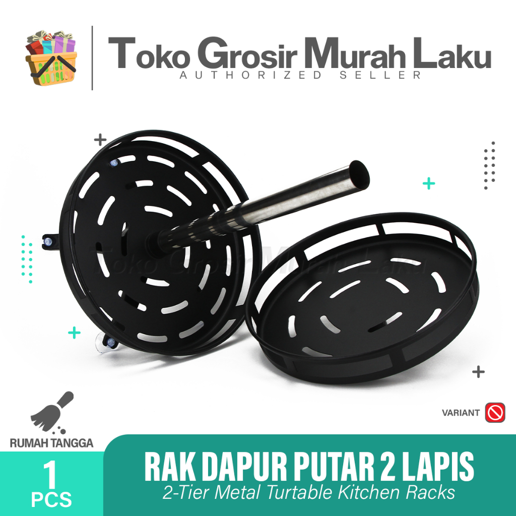 RAK BUMBU DAPUR STAINLES PUTAR 360 DERAJAT TEMPAT BAHAN DAPUR- 2 SUSUN