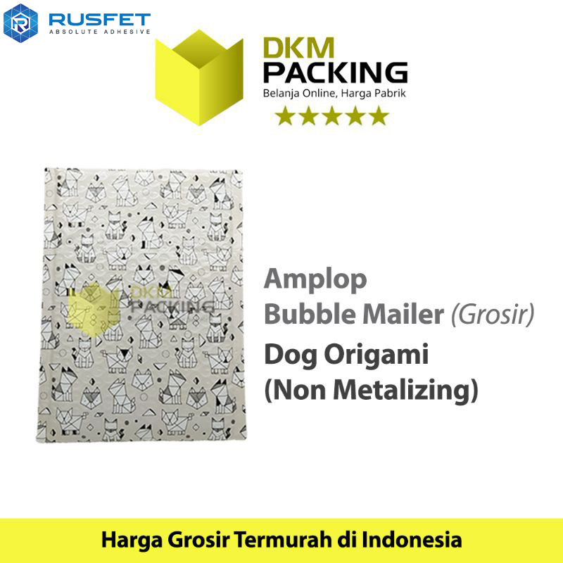 AMPLOP BUBBLE MAILER WRAP ENVELOPE RUSFET DOG ORIGAMI PREMIUM /SATUAN