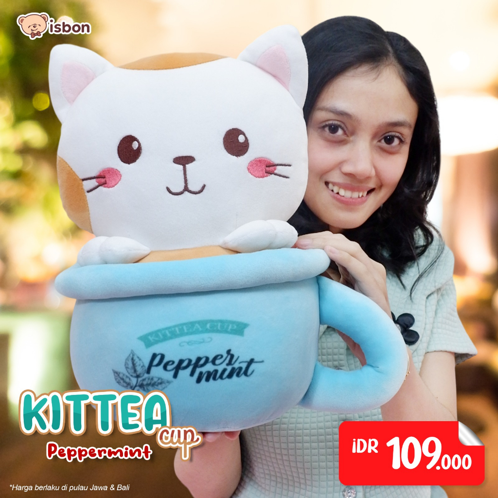 ISTANA BONEKA Cat With Cup Kitty Gelas Cangkir Kucing Lucu Mainan Anak