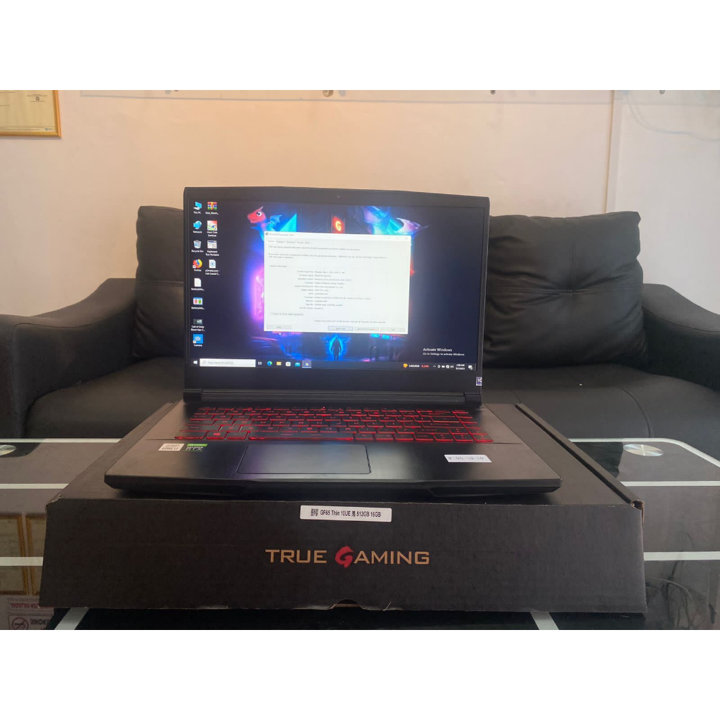 Laptop Gaming MSI GF65 Core i7 gen 10 RTX 3060 Fullset murah