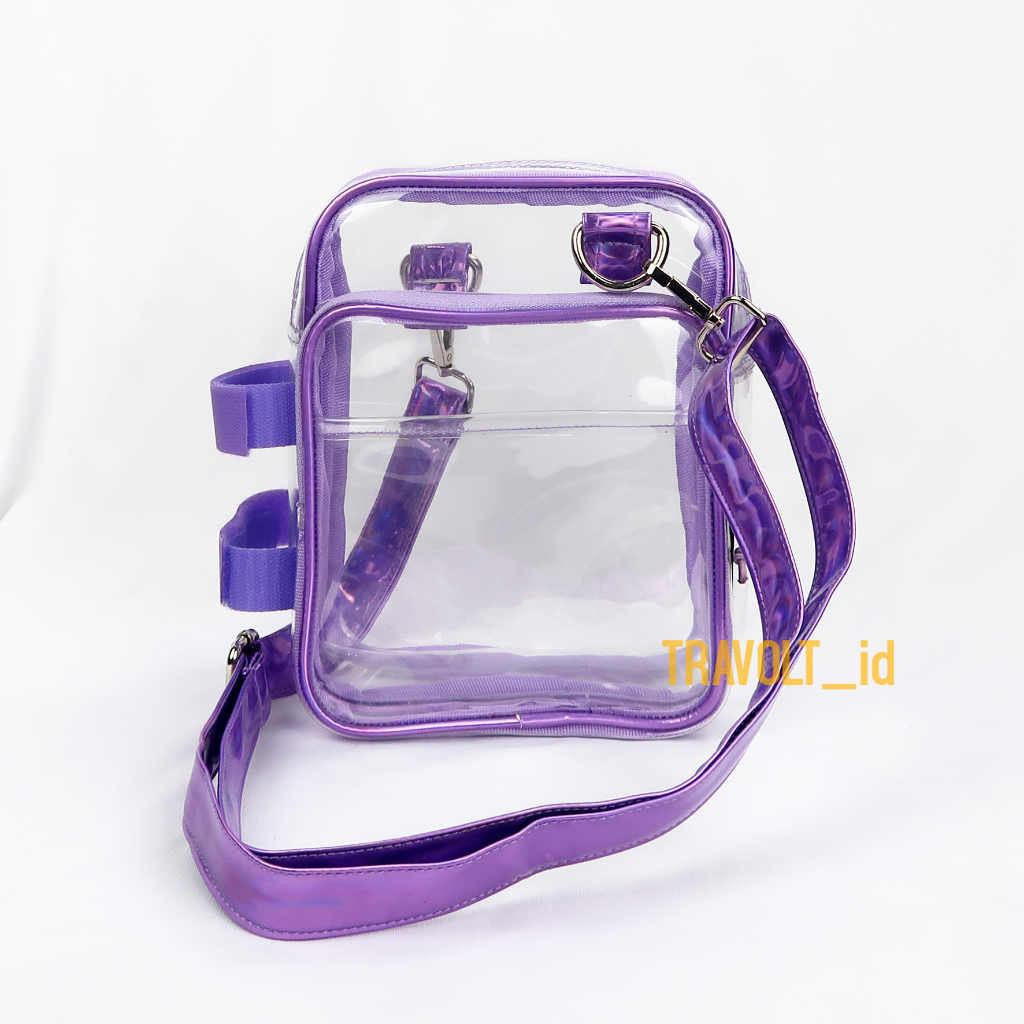 Tas Selempang Transparan Resleting - Travolt - HOLOGRAM Sling bag - Tas PVC Mika tebal - Tas Konser KPOP - Hand bag Tas Selempang - Hologram Edition