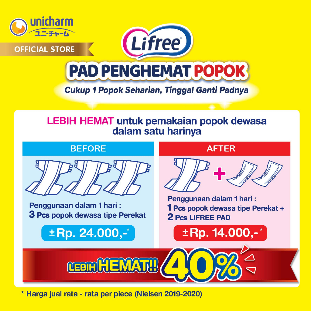 Lifree Paket Hemat 2in1 Popok M+Pad