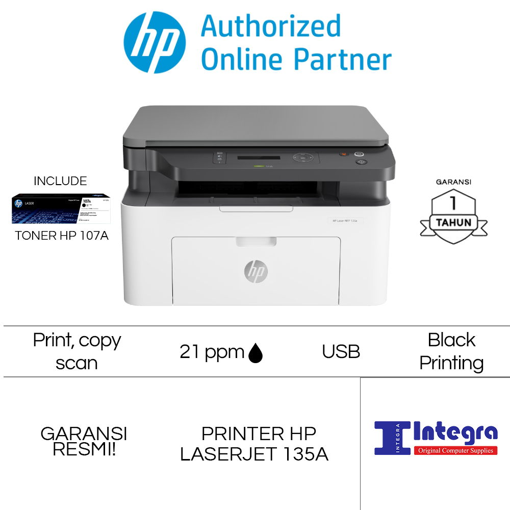 Printer HP Laserjet Mono MFP M135A | 135A Print Scan Copy Monochrome HP M-135A