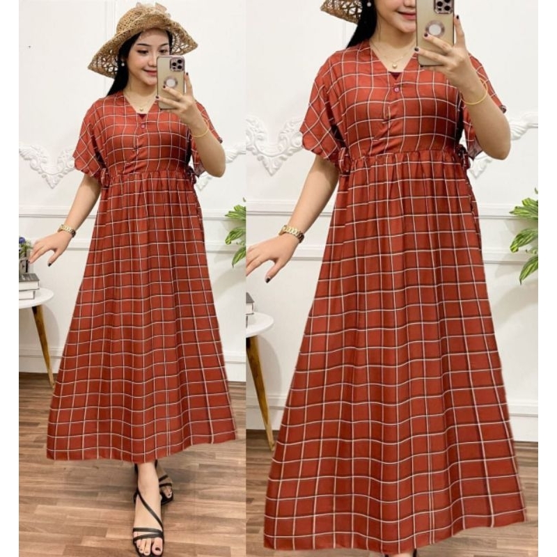 Daster Dress Wanita Modern Motif Kekinian Terbaru 2023 Daster Kotak Dress Kekinian