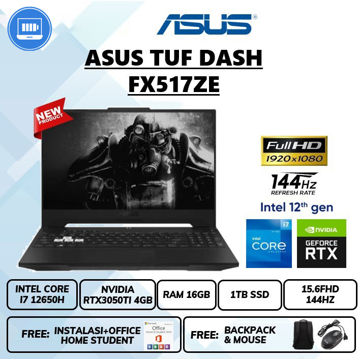 Laptop Asus Tuf Dash fx517ze Core i7 12650h Ram 16gb SSD 1tb 15.6&quot;FHD