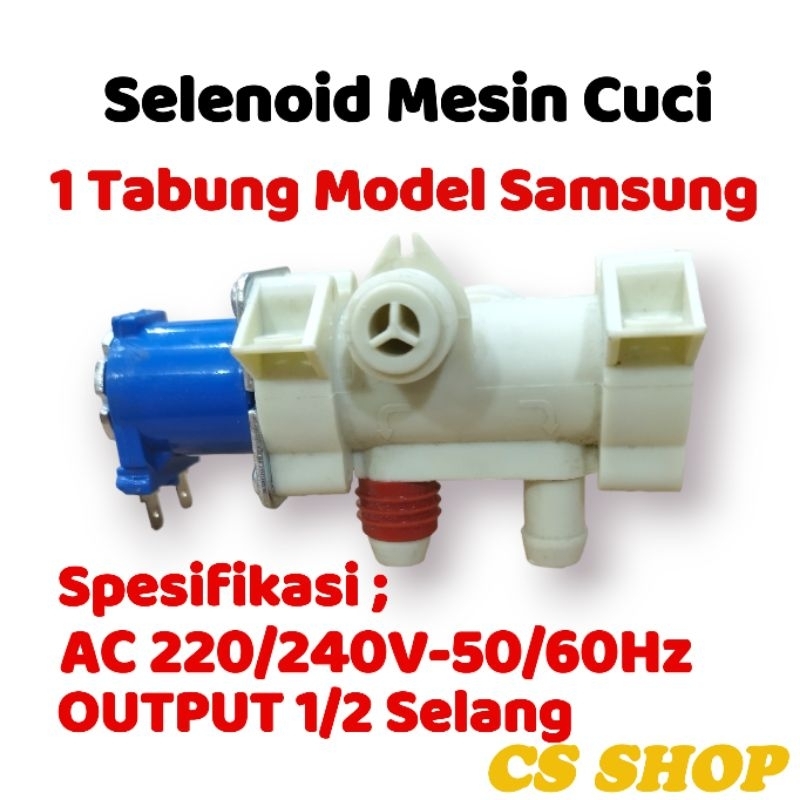 SELENOID WATER INLET VALVE UNTUK MESIN CUCI 1 TABUNG FULL MERK LENGKAP