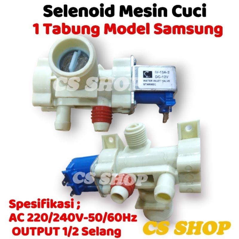 SELENOID WATER INLET VALVE UNTUK MESIN CUCI 1 TABUNG FULL MERK LENGKAP