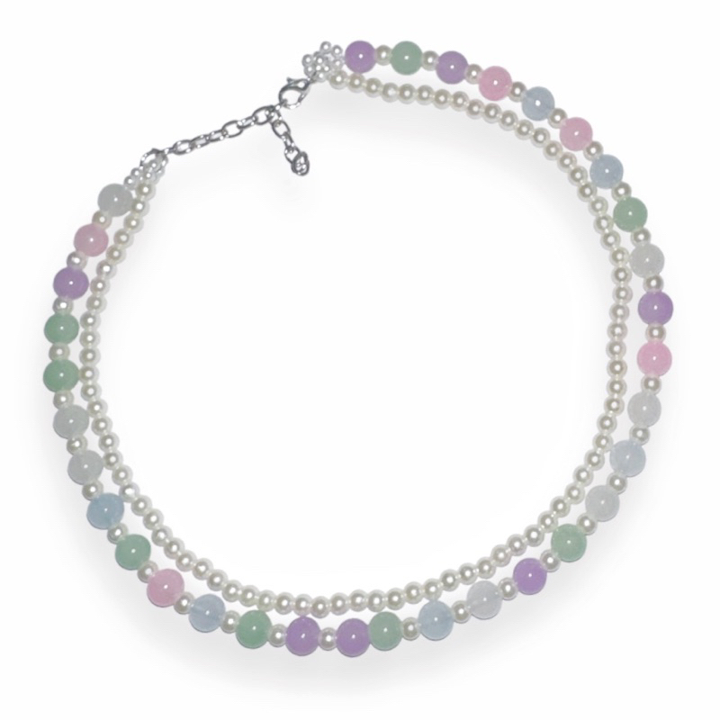 Darla Water Beads Pearl Multilayer Korean Necklace Kalung Double Layer Susun Tumpuk Korea Mutiara