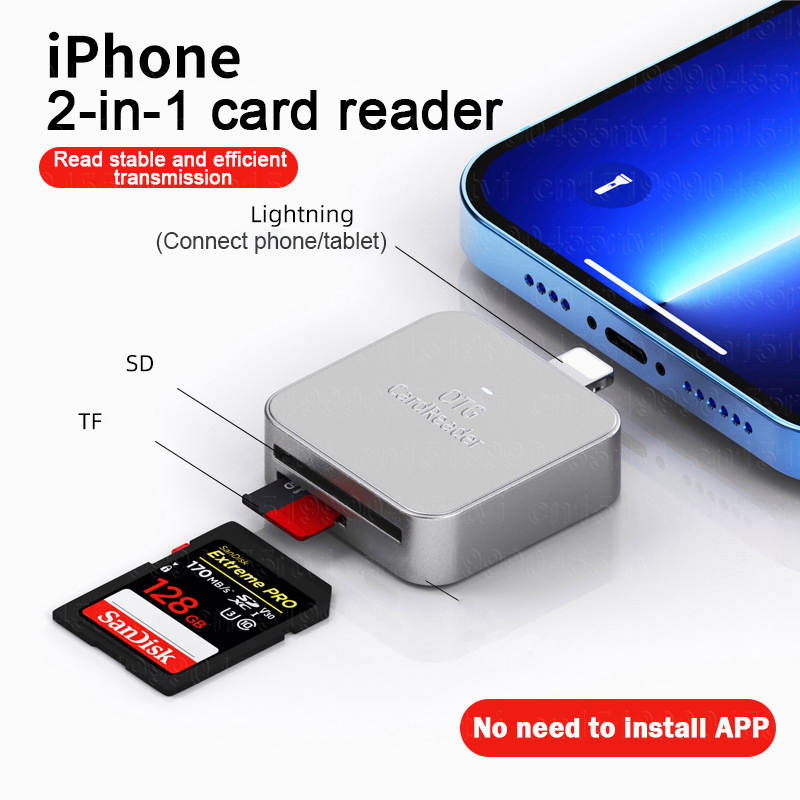 Actual SD Card Reader for iPhone/iPad,Lightning to SD/TF Card Camera Reader Adapter Converter for iPhone 13/12/11/X/XS/XR/8/7 iPad,Support iOS 9 - 15 Later,Plug and Play (2 in 1)