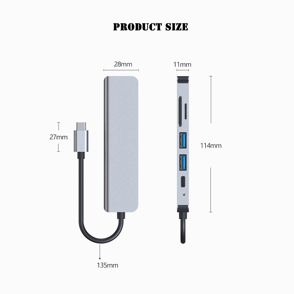 Actual【COD】Adapter Konverter Usb Tipe C Ke Usb 3.0 Pd 6 In 1