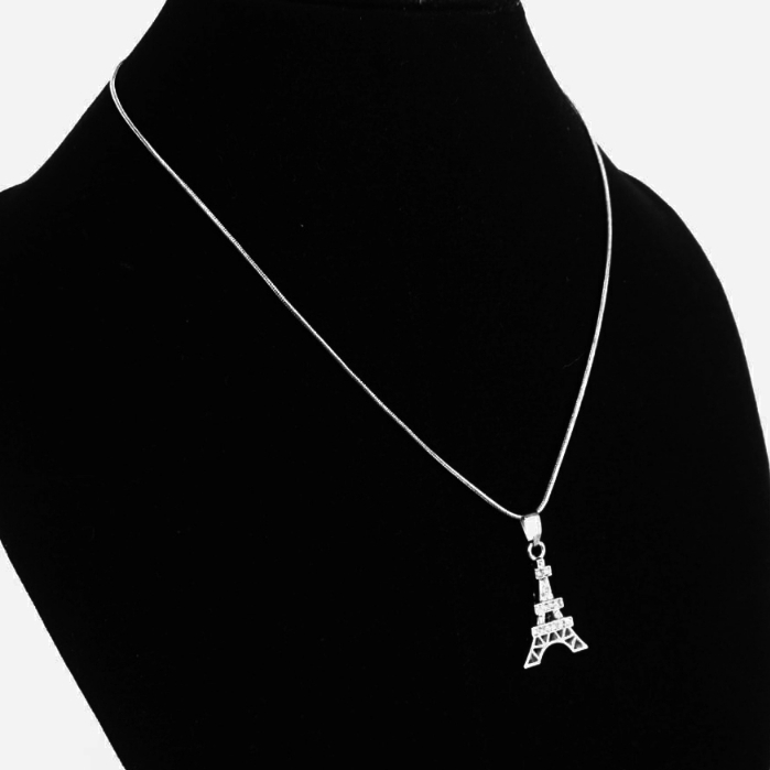 Kalung Silver Lontin Paris Bambu Gitar Anti Karat Anti Luntur Nyaman Dipakai Bisa Bayar DItempat