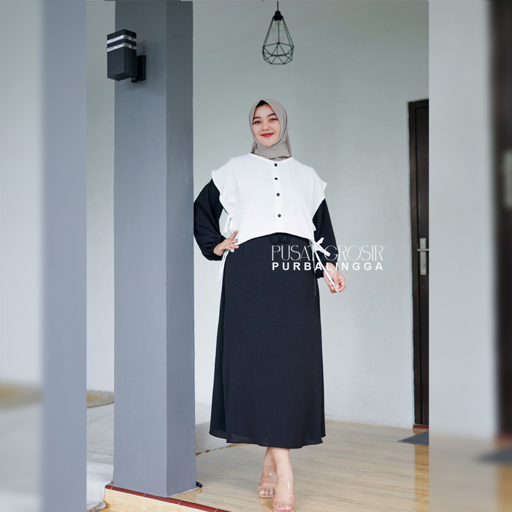 Caylin Baju Dress Wanita Baju Muslim Gamis Set outer Wanita Baju Maxi Dress Wanita Dengan Outer Baju