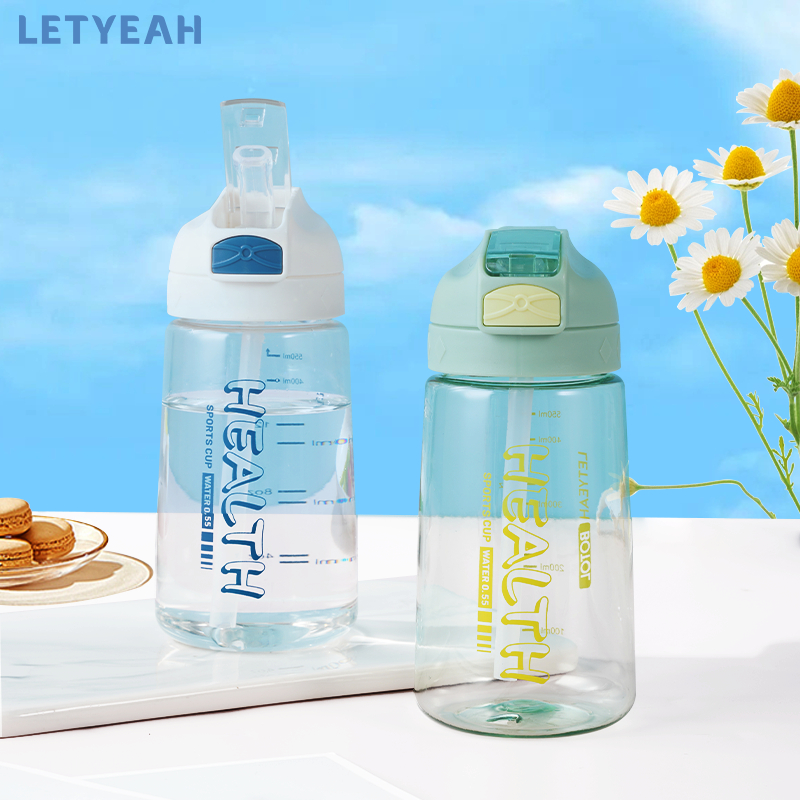 letyeah Botol minum sedotan aesthetic 550ml portabel/tempat minum anti tumpah/Bpa free