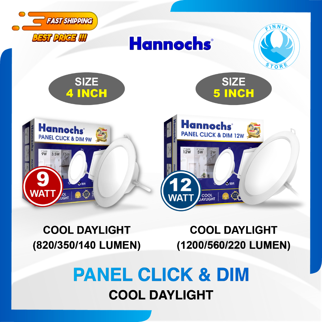 Lampu Downlight Hannochs Panel LED Click and Dim IBR 9 / 12 Watt