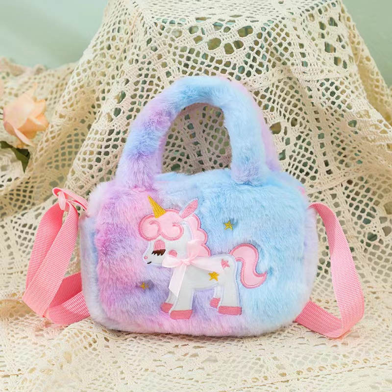 Baru tas persegi kecil lucu tas tangan anak-anak kartun unicorn tas bahu persegi mewah TK gadis Messenger