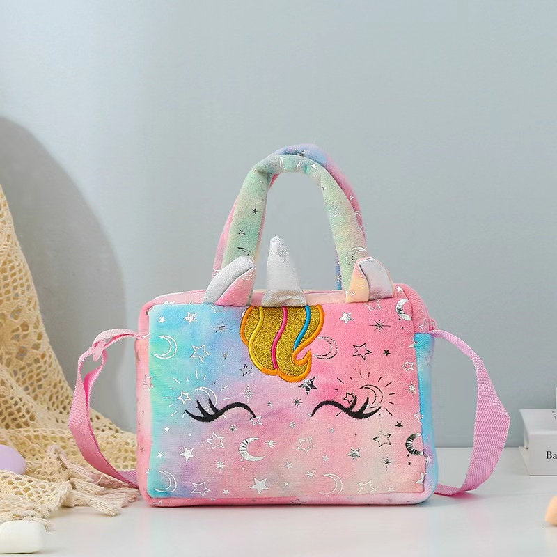 Gaya baru unicorn tie-dye mewah tas bahu warna gadis Messenger tas anak-anak tas penyimpanan bahu lucu tempat