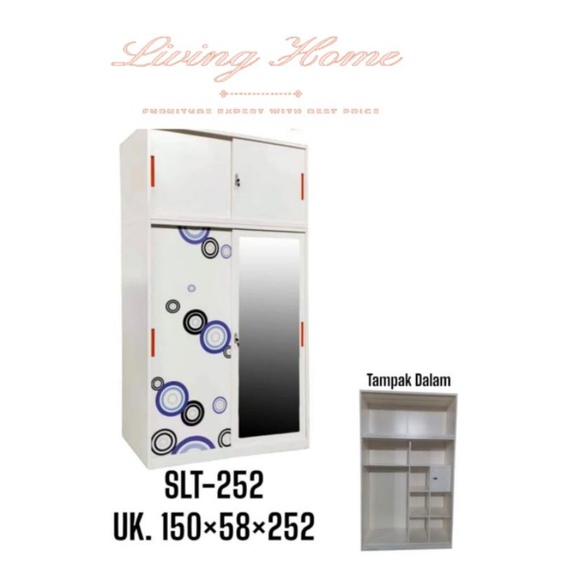 Lemari Pakaian 2P Sliding Besi Tingkat SLT