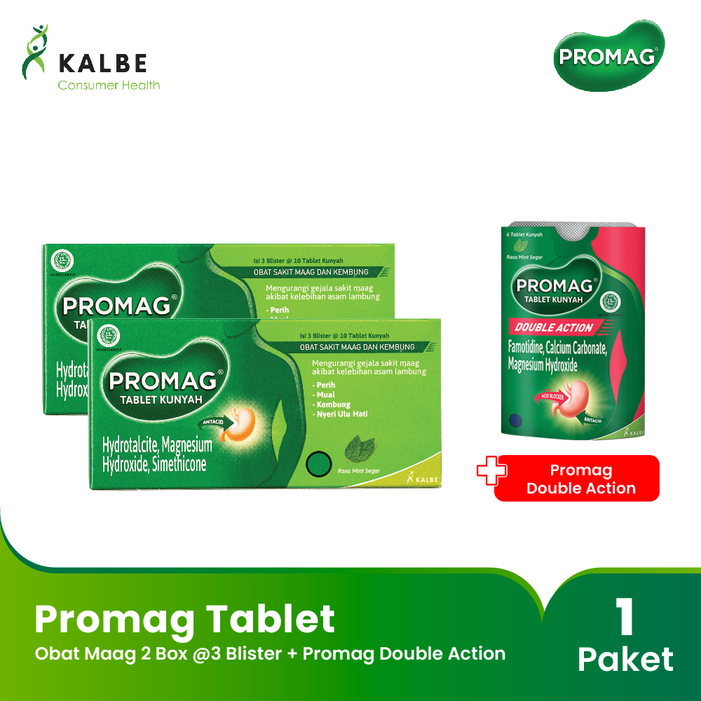 Promag Tablet Obat Maag 2 Box @3 Blister Free Promag Double Action