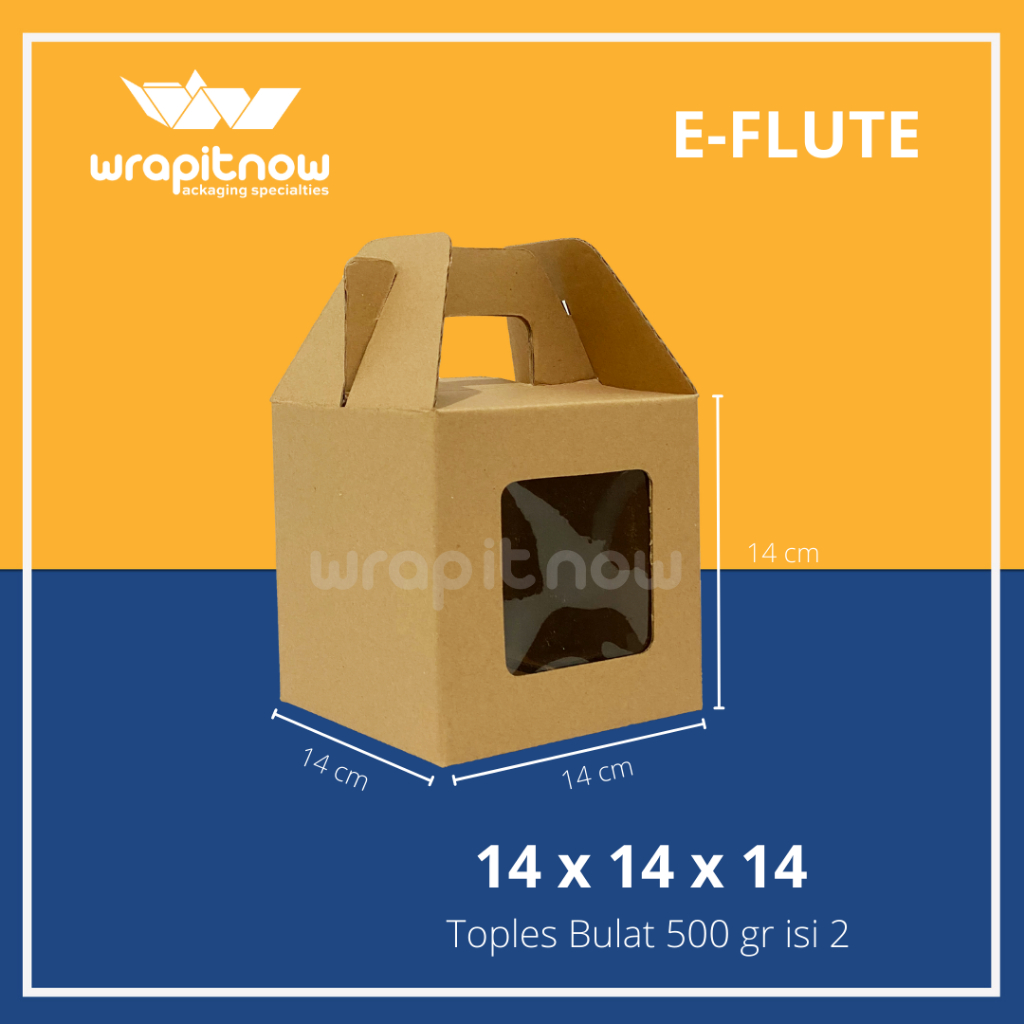 

BOX EFLUTE 14x14x14 / Dus Toples 500 gram Dus Toples isi 2 Toples Gable Box Dus Jinjing